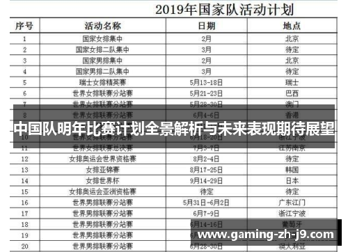 中国队明年比赛计划全景解析与未来表现期待展望